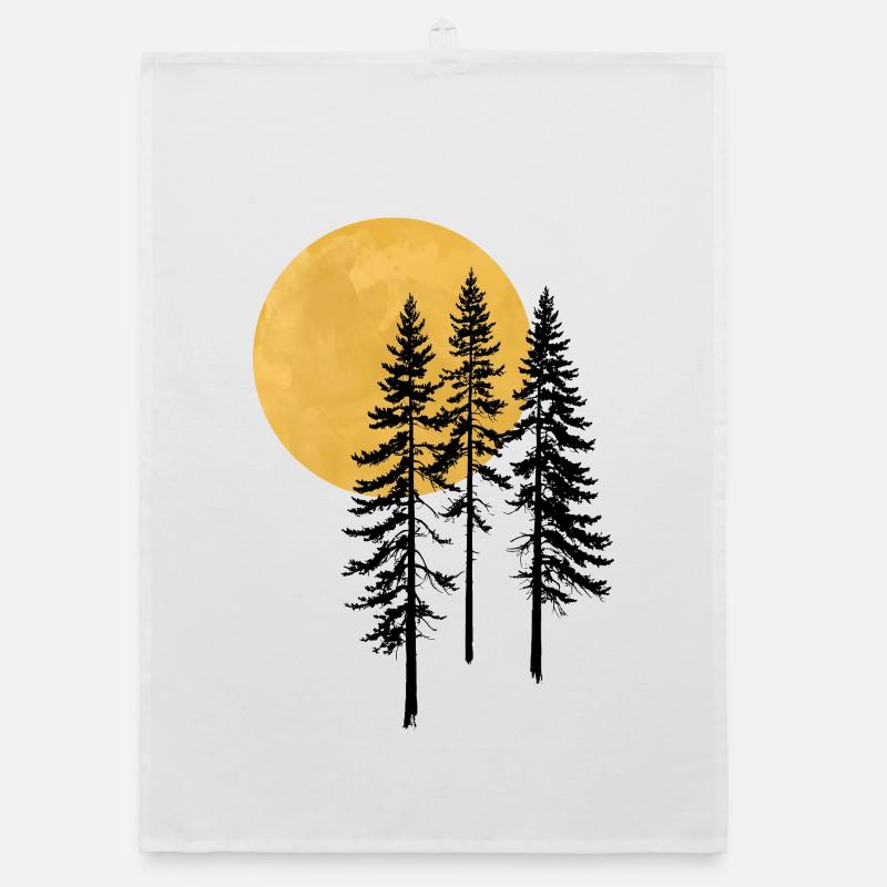 Sunset Pine Silhouette Organic Geschirrtuch