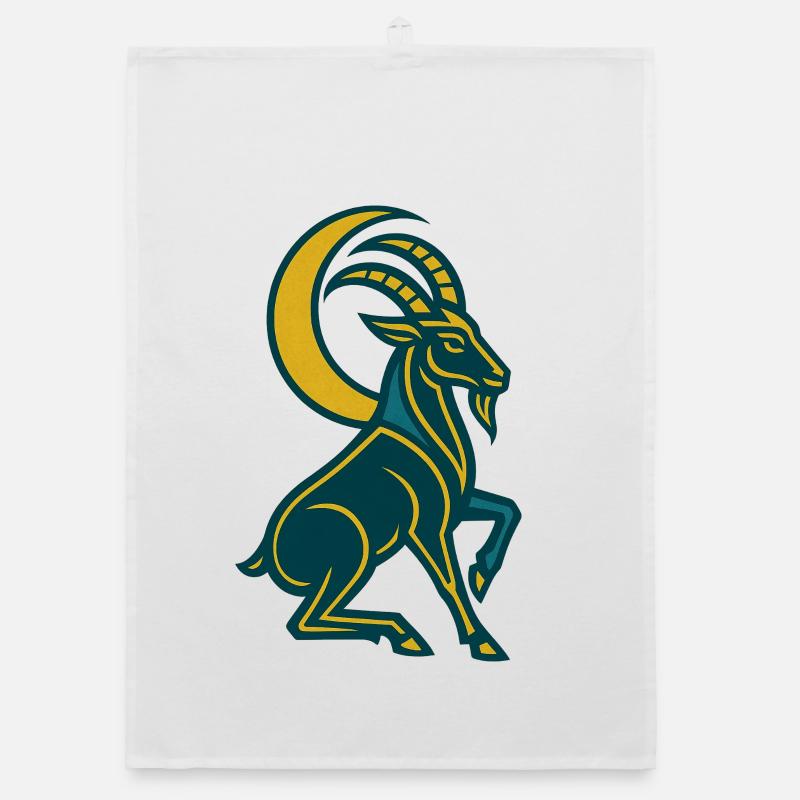Art Deco Lunar Goat Organic dish towel