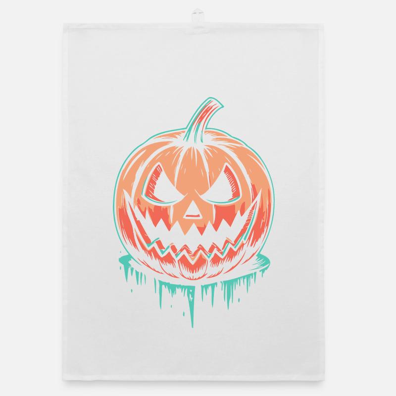 Citrouille néon graffiti Halloween Torchon bio