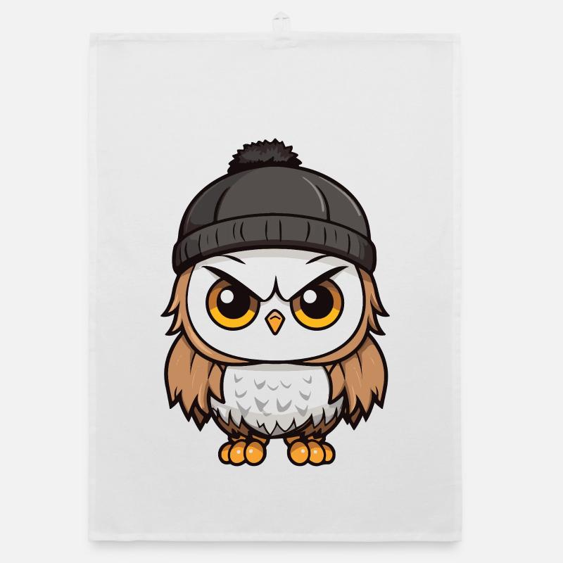 Owl Comic Winter Cozy Organic dish towel