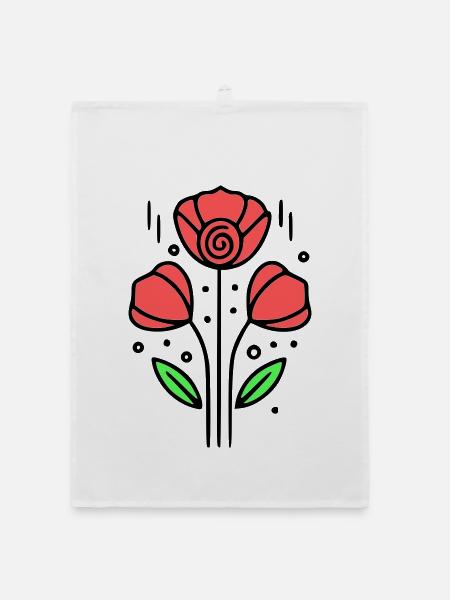 mohnblume-mohnblumen-minimalistisch-line-art-10 - Organic Geschirrtuch - Weiß - Vorne