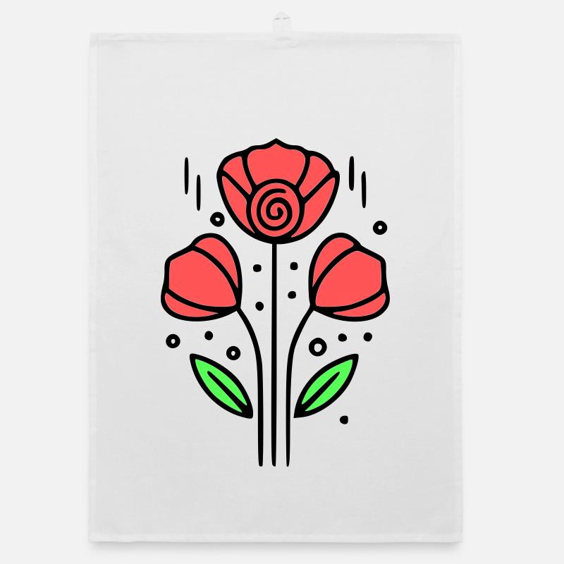 Coquelicots coquelicots minimaliste Line Art 10 Torchon bio