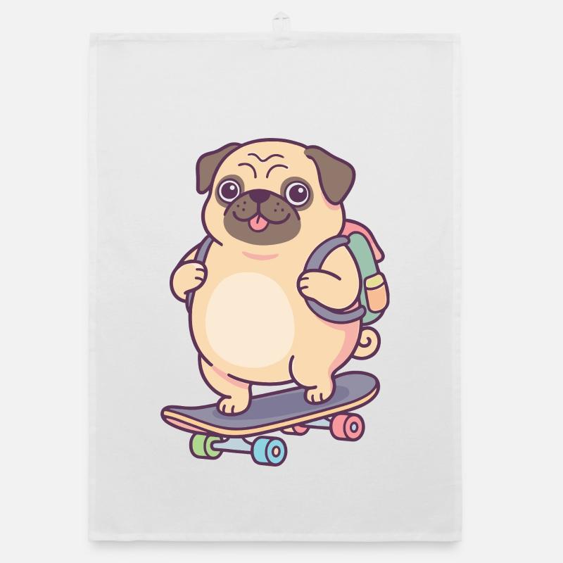 Pug Skateboard Backpack Organic dish towel