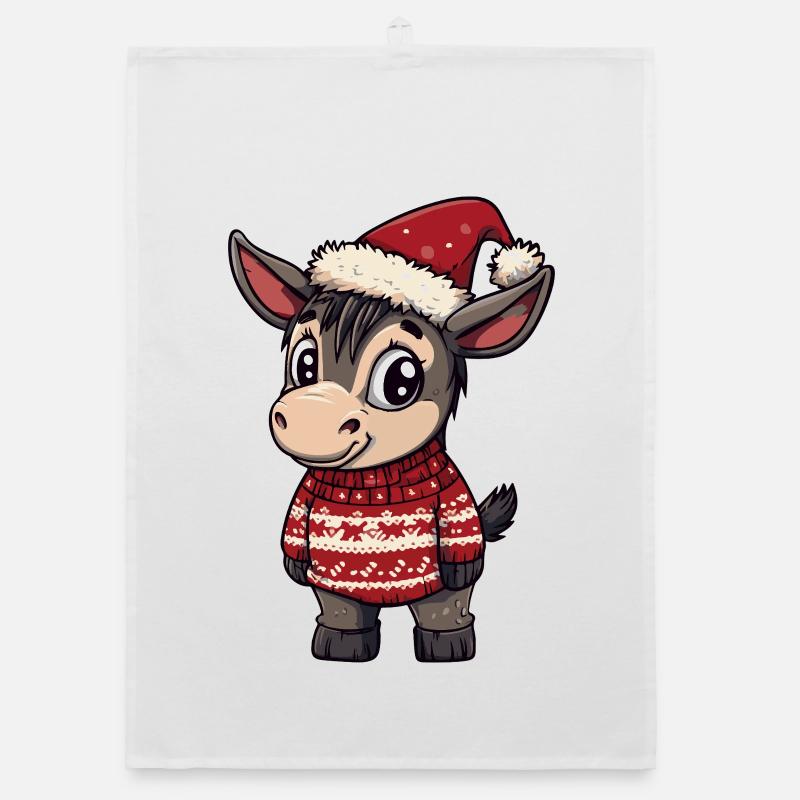 Donkey Christmas Xmas Organic dish towel