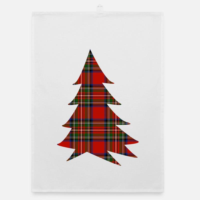 Scottish Red Tartan Tree Organic dish towel
