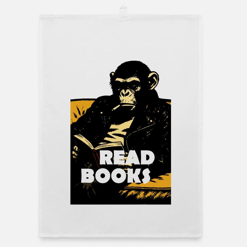 Chimp is reading books Organic dish towel