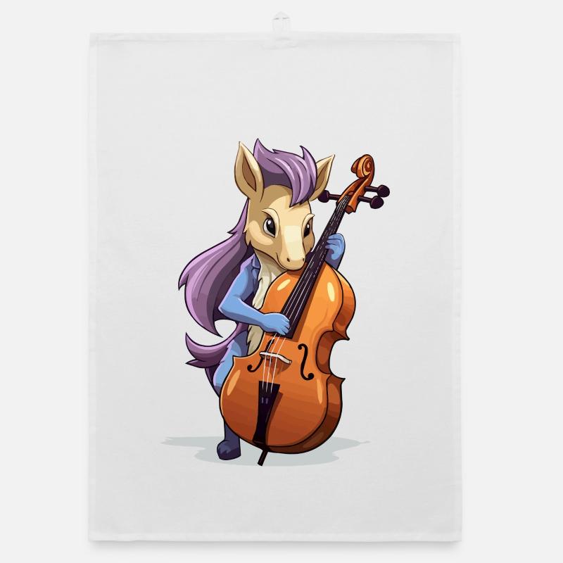 Unicorn Cello Player Organic dish towel