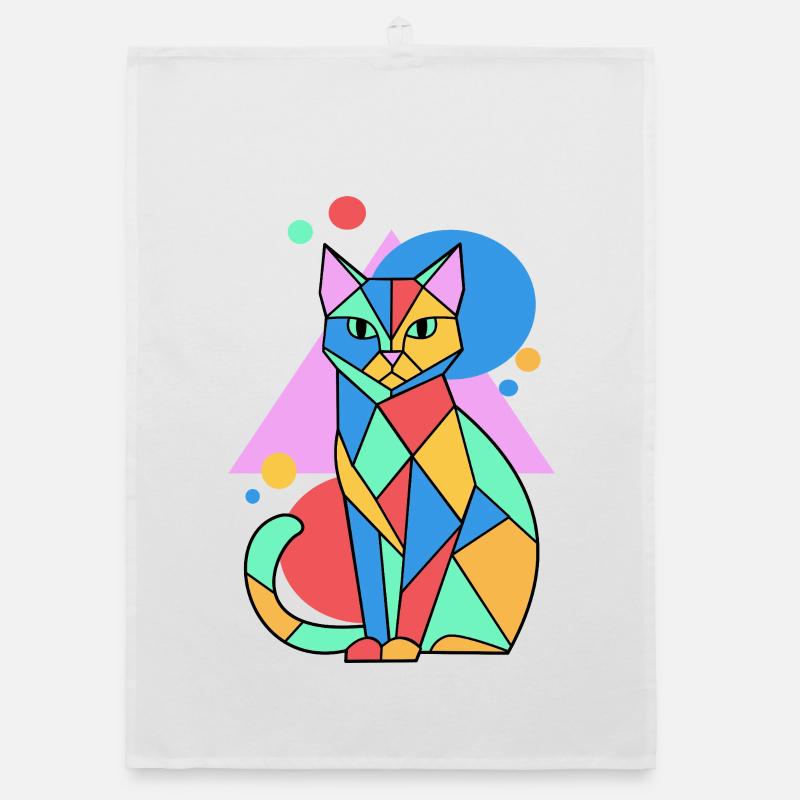 Katze Katzen Geometrie Abstrakte Kunst Geschenk Organic Geschirrtuch