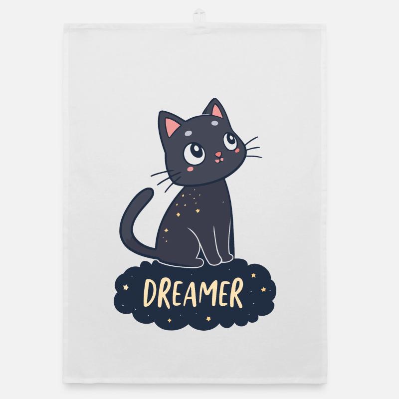 Dreamy Cat Starry Night Organic dish towel