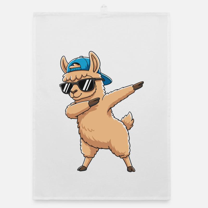 Art de dessin animé Dapping Cool Lama Sunglass Torchon bio