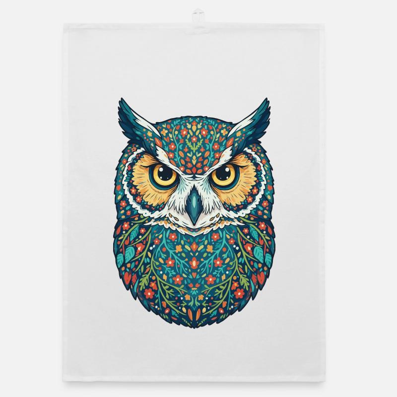 Hibou coloré Torchon bio