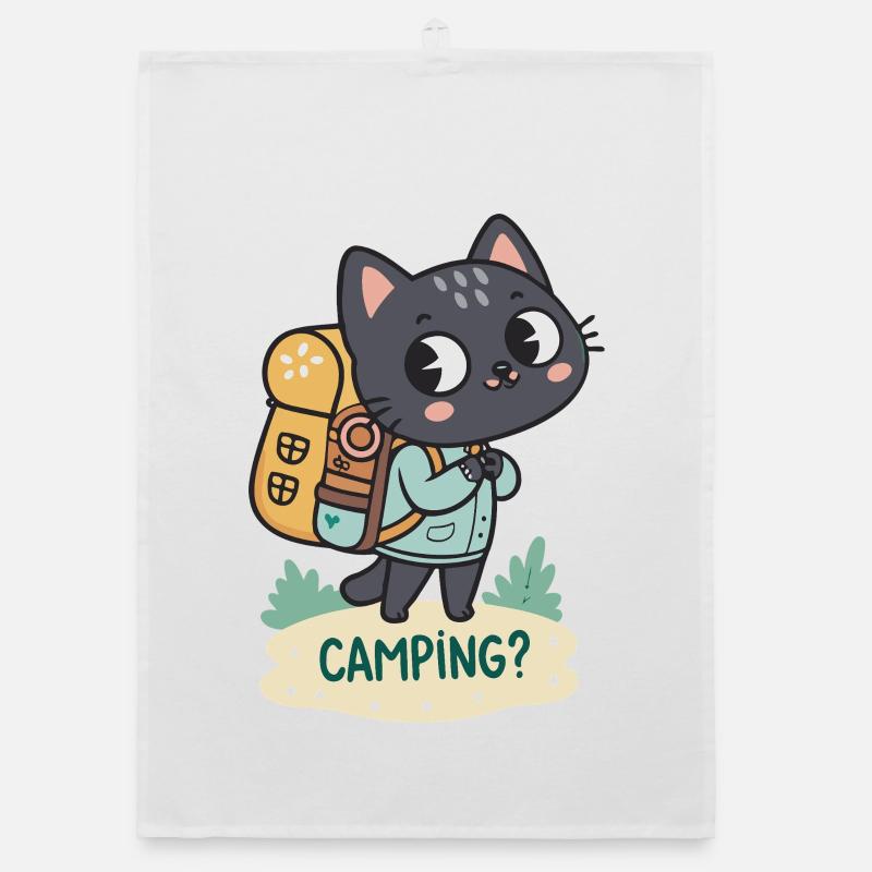 Cat Camper: Camping Adventure Organic Geschirrtuch