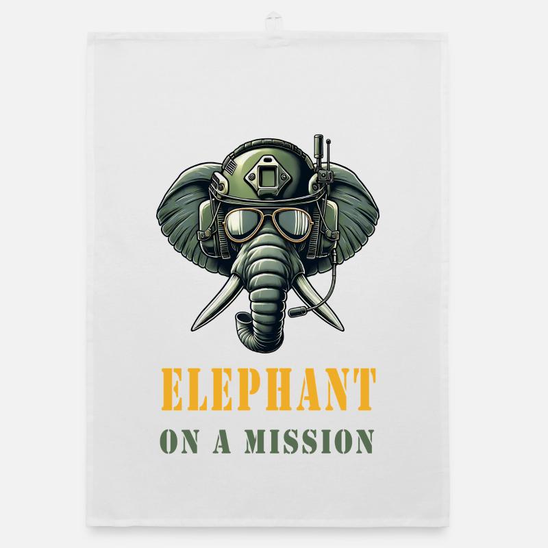 Elephant on a mission Organic dish towel