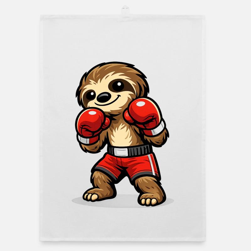 Boxendes Faultier Boxkampf Organic Geschirrtuch