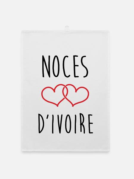 Wedding Anniversary - Ivory Wedding (62 years) - Organic dish towel - white - Front