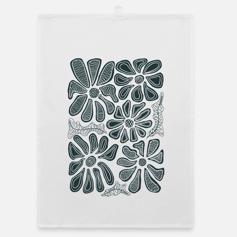 Doodle Daisy Bloom Blumen-Skizze Organic Geschirrtuch