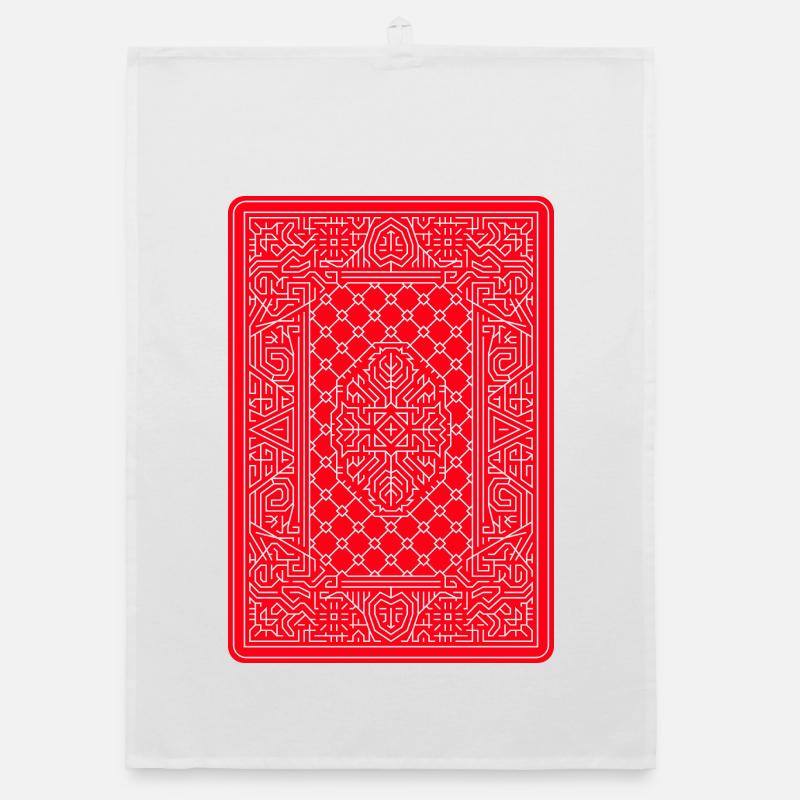 Geometric Playing Card Vector Art Red Organic dish towel