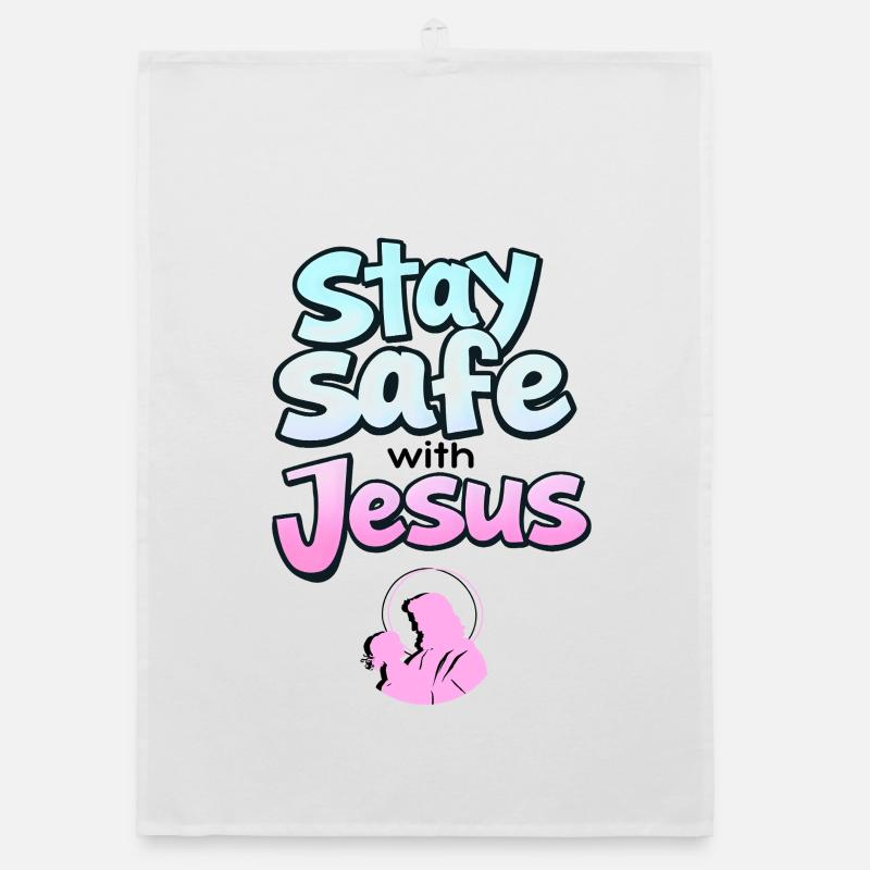 Bleib sicher mit Jesus Schützendem christlichem Design Organic Geschirrtuch