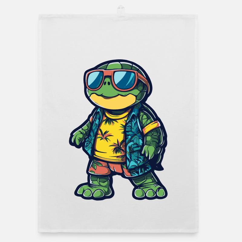 Schildkröte Comic Urlaub Organic Geschirrtuch