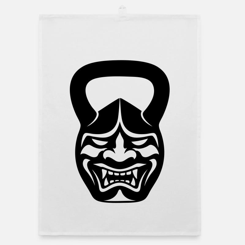 Gym Kettlebell Samurai Mask Organic dish towel