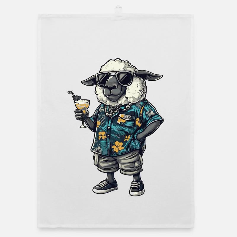 Sheep Comic Summer Organic dish towel