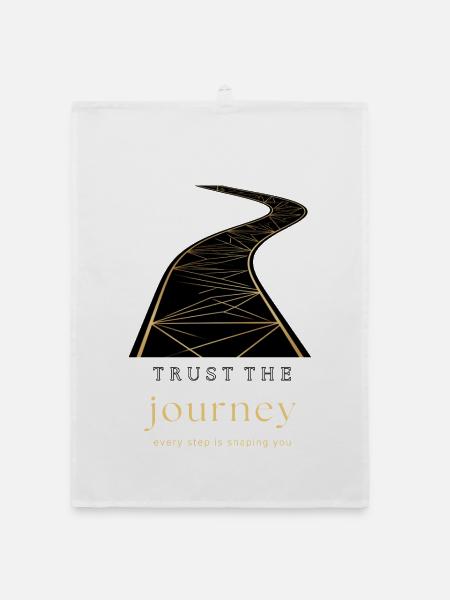 Trust the Journey Motivational Road Design - Organic Geschirrtuch - Weiß - Vorne