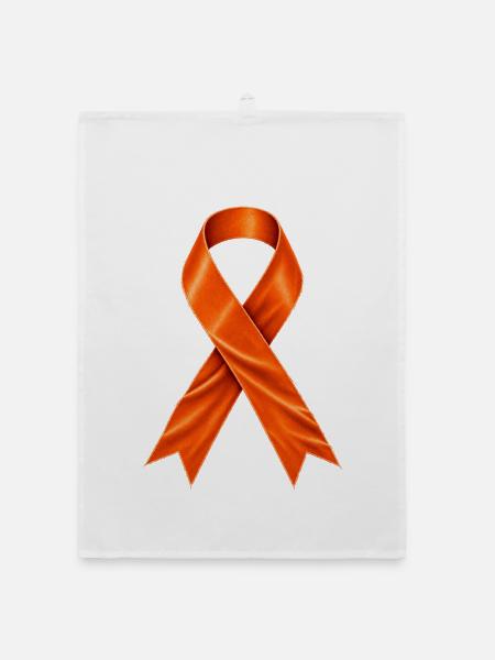 Multiple Sklerose Awareness – Orange Schleife - Organic Geschirrtuch - Weiß - Vorne