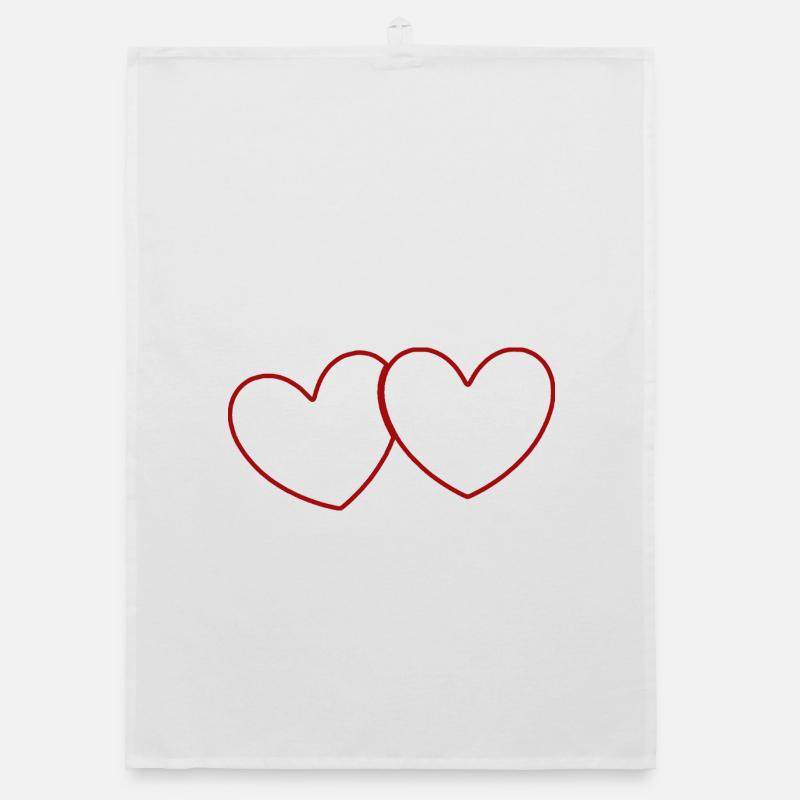 2 rote Herzen Herz Geschenk Valentinstag - Organic Geschirrtuch - Weiß