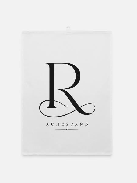 Ruhestand R Elegant Verschnörkelt Monogramm Spruch - Organic Geschirrtuch - Weiß - Vorne