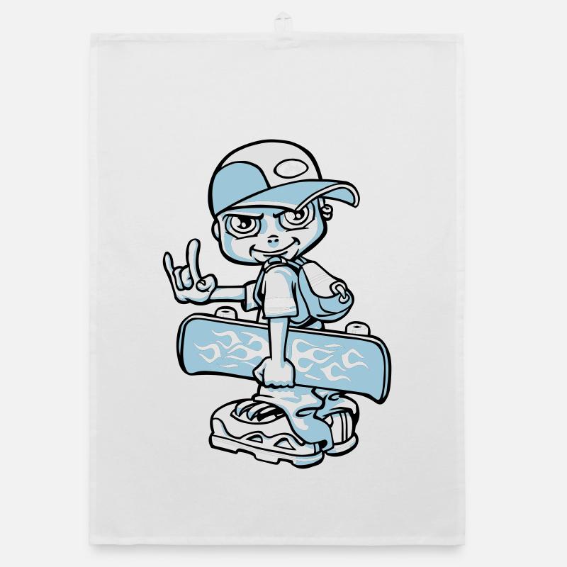 Skater boy flex - Organic Geschirrtuch - Weiß