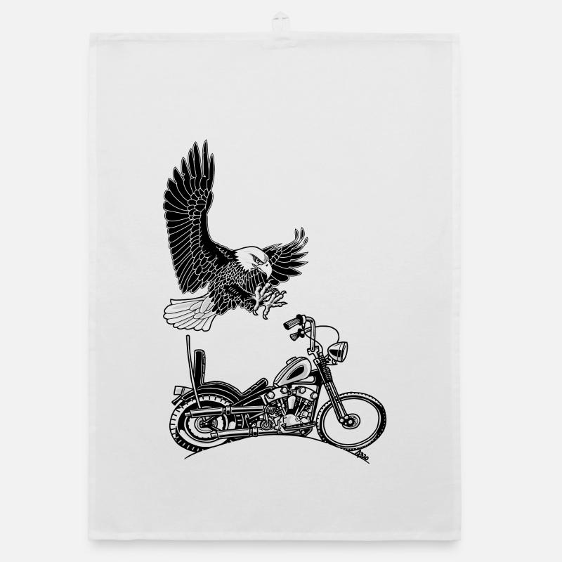 0906 Eagle Chopper Knöchelkopf Organic Geschirrtuch