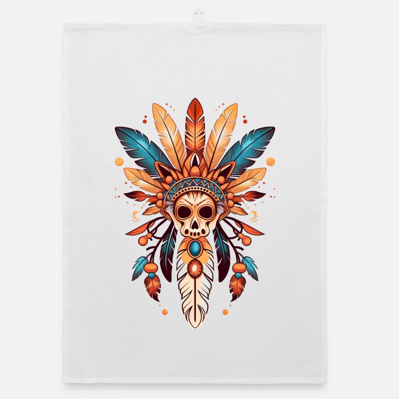 Plumes de soleil Crâne Torchon bio