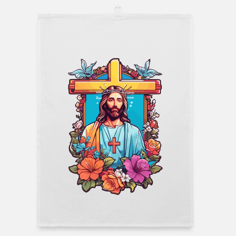 Jesus Christus - Organic Geschirrtuch - Weiß