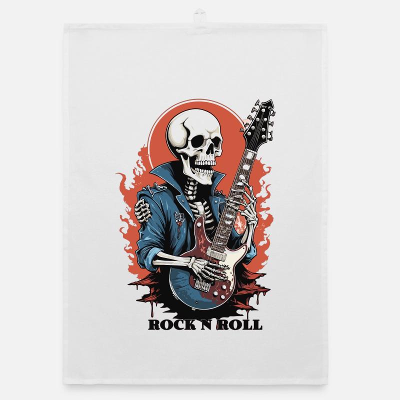 Rock 'n' Roll Skeleton Organic dish towel