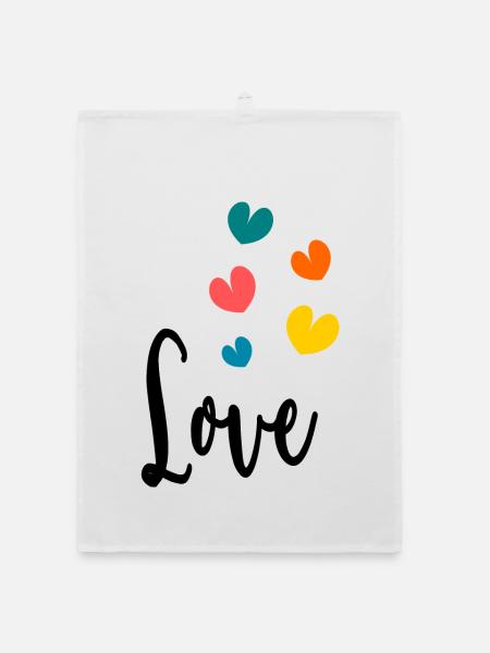 COEUR. COUPLE. JUST MARRIED. EVJF. SAINT VALENTIN. - Torchon bio - blanc - Devant