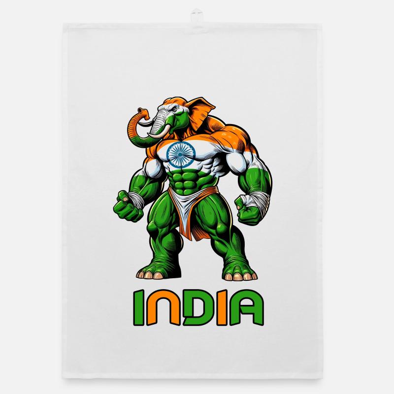India elephant flag design Organic dish towel