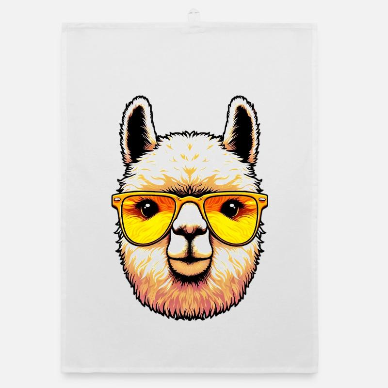 Alpaca with Sunglasses Organic dish towel