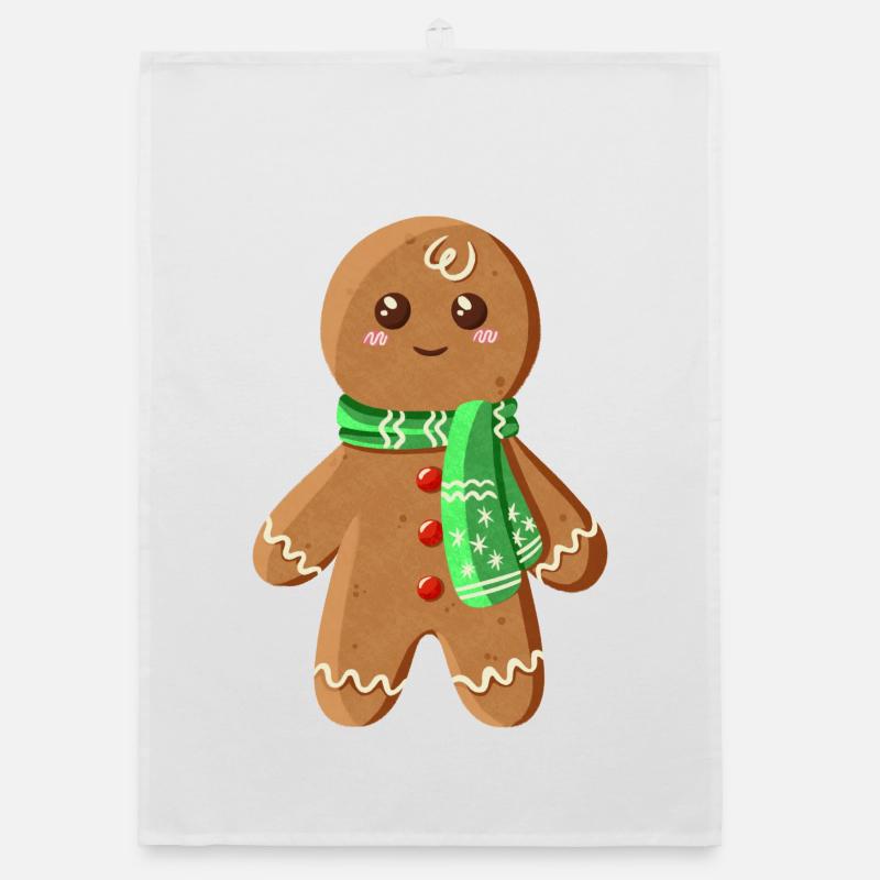 Cute Gingerbread Man Organic dish towel