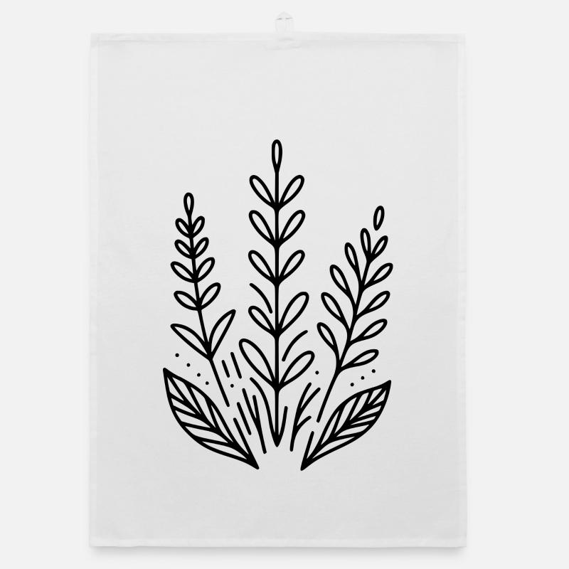 Minimalistisches Design - Pflanzen - Organic Geschirrtuch - Weiß