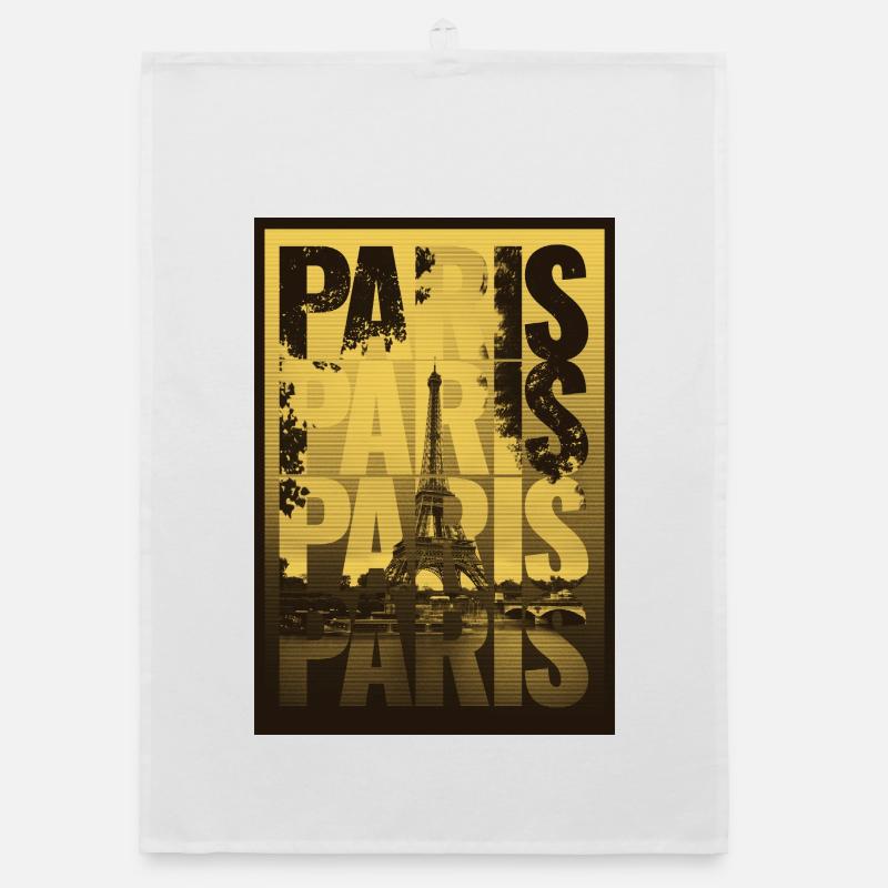 Paris Ville de l’Amour – Tour Eiffel - Torchon bio - blanc