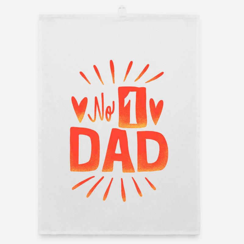 No. 1 Dad – Herzen und Strahlen-Design - Organic Geschirrtuch - Weiß