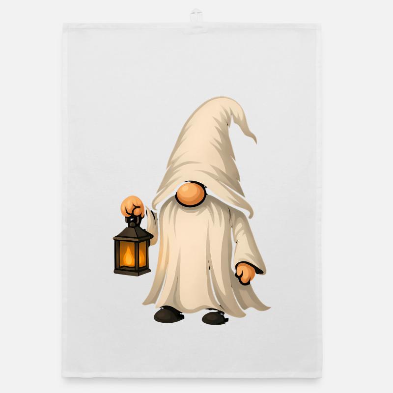Mystischer Gartenzwerg mit Laterne Organic Geschirrtuch