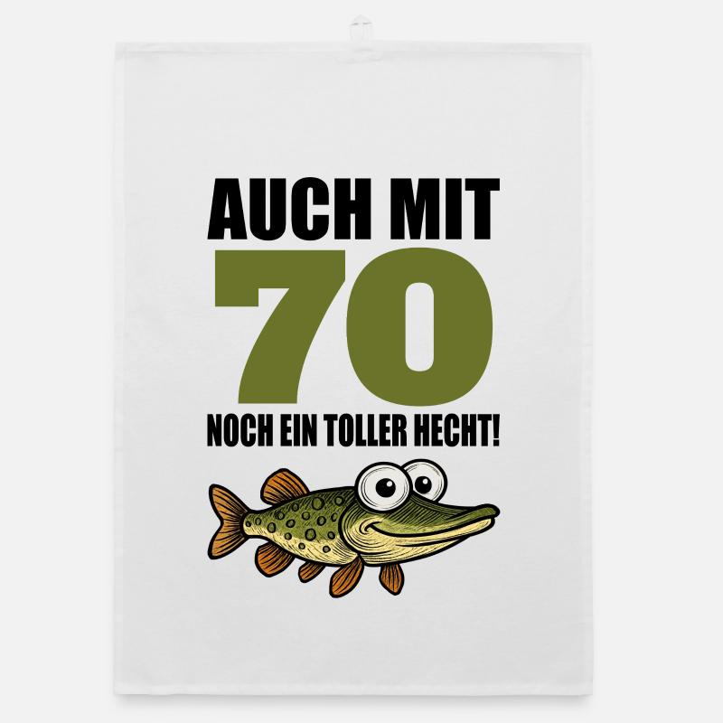 70th Birthday Funny Men's Great Pike Gift Organic dish towel