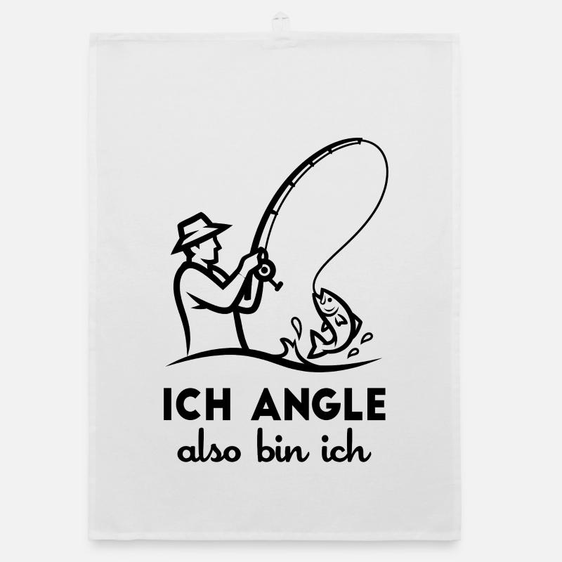 Ich angle also bin ich Lustiger Angler Spruch Organic Geschirrtuch