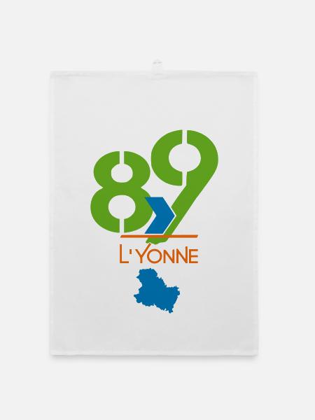 Logo 89 L'Yonne - Organic dish towel - white - Front