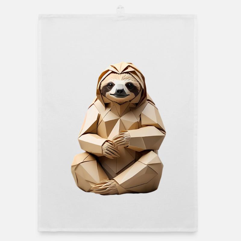 Polygon Sloth Snuggle Design Organic dish towel