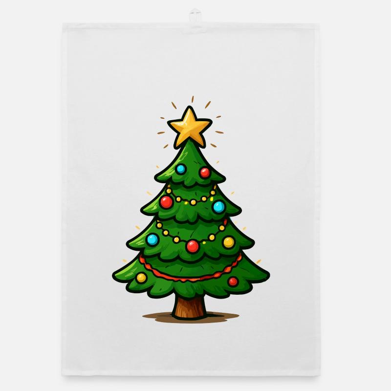 Glitzernder Weihnachtsbaum mit Stern Organic Geschirrtuch