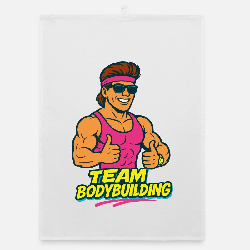 Team Bodybuilding Retro Comic Organic dish towel