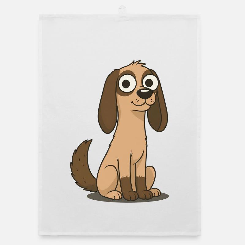 Curious Cartoon Beagle Organic dish towel