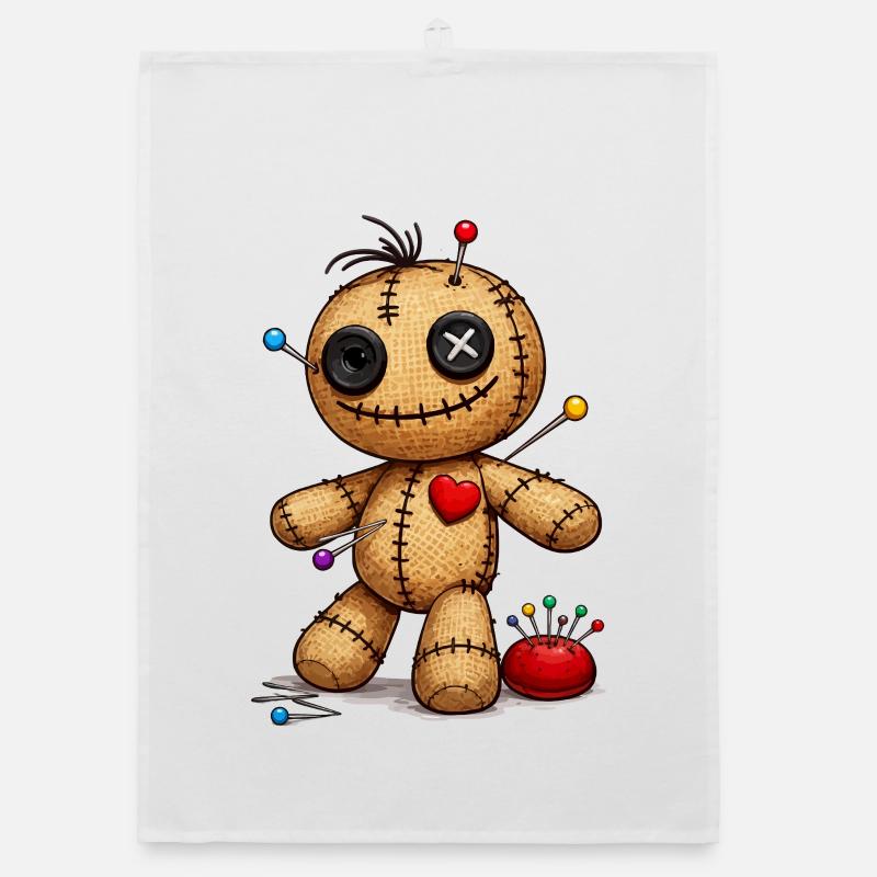 Voodoo doll with needles Organic dish towel